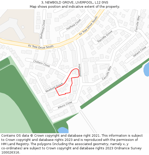 3, NEWBOLD GROVE, LIVERPOOL, L12 0NS: Location map and indicative extent of plot