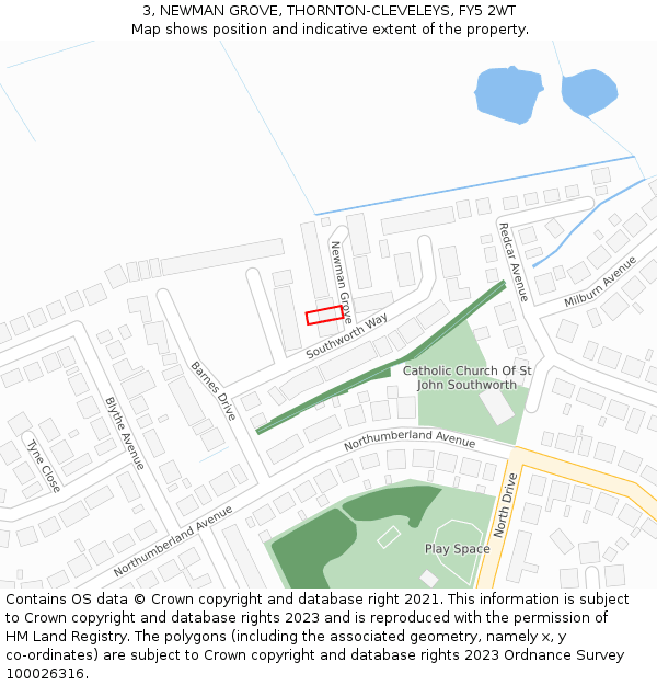 3, NEWMAN GROVE, THORNTON-CLEVELEYS, FY5 2WT: Location map and indicative extent of plot