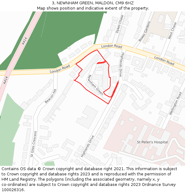 3, NEWNHAM GREEN, MALDON, CM9 6HZ: Location map and indicative extent of plot