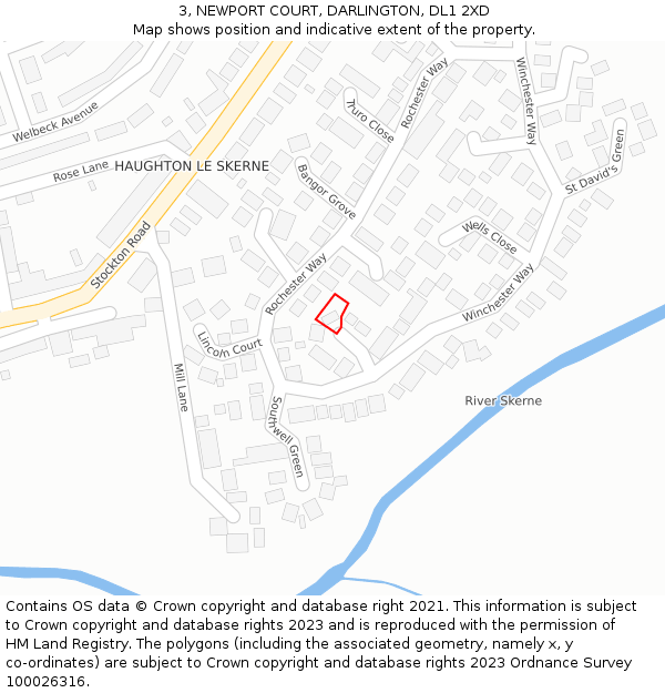 3, NEWPORT COURT, DARLINGTON, DL1 2XD: Location map and indicative extent of plot