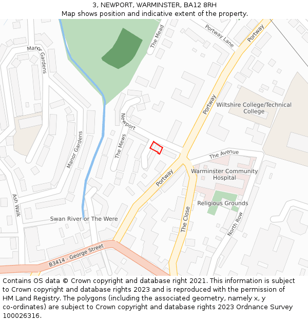 3, NEWPORT, WARMINSTER, BA12 8RH: Location map and indicative extent of plot