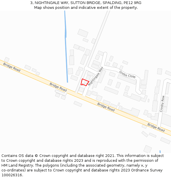 3, NIGHTINGALE WAY, SUTTON BRIDGE, SPALDING, PE12 9RG: Location map and indicative extent of plot