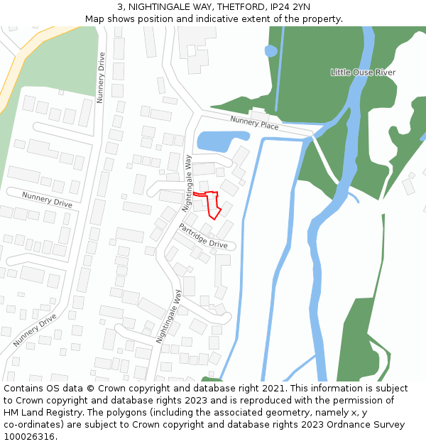 3, NIGHTINGALE WAY, THETFORD, IP24 2YN: Location map and indicative extent of plot