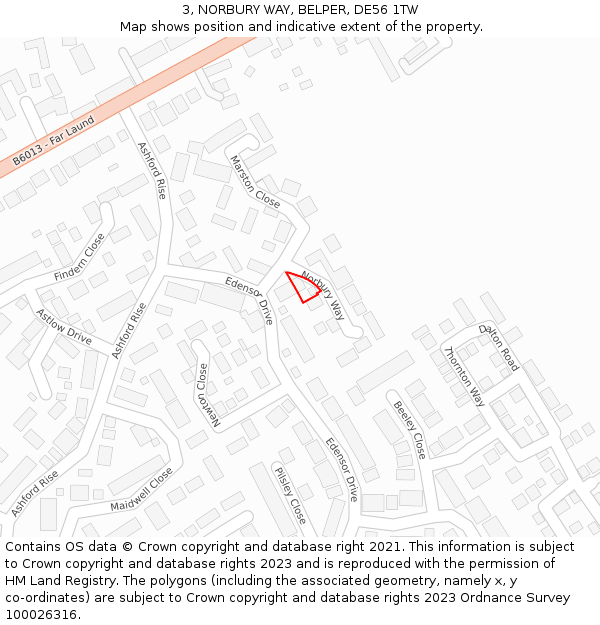 3, NORBURY WAY, BELPER, DE56 1TW: Location map and indicative extent of plot