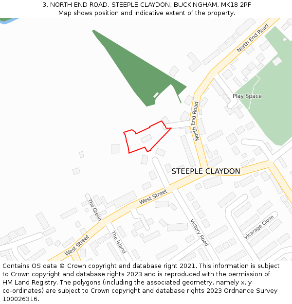 3, NORTH END ROAD, STEEPLE CLAYDON, BUCKINGHAM, MK18 2PF: Location map and indicative extent of plot