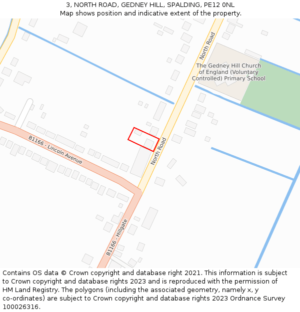 3, NORTH ROAD, GEDNEY HILL, SPALDING, PE12 0NL: Location map and indicative extent of plot