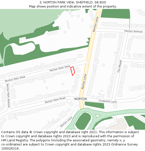 3, NORTON PARK VIEW, SHEFFIELD, S8 8GS: Location map and indicative extent of plot