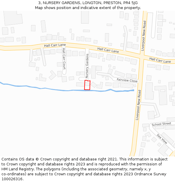 3, NURSERY GARDENS, LONGTON, PRESTON, PR4 5JG: Location map and indicative extent of plot