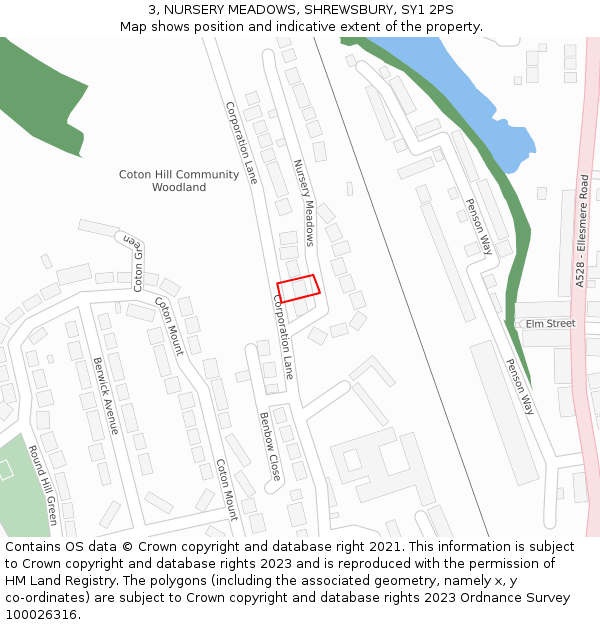 3, NURSERY MEADOWS, SHREWSBURY, SY1 2PS: Location map and indicative extent of plot