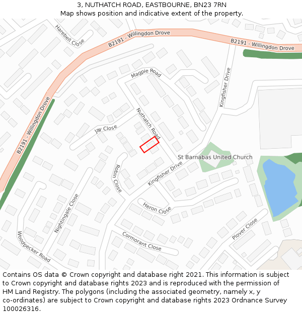 3, NUTHATCH ROAD, EASTBOURNE, BN23 7RN: Location map and indicative extent of plot