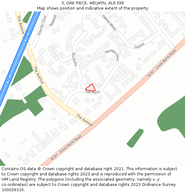 3, OAK PIECE, WELWYN, AL6 0XE: Location map and indicative extent of plot