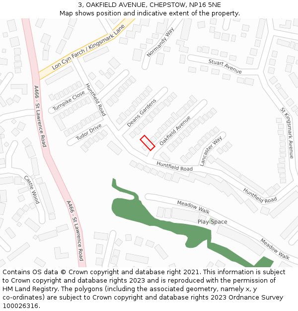 3, OAKFIELD AVENUE, CHEPSTOW, NP16 5NE: Location map and indicative extent of plot