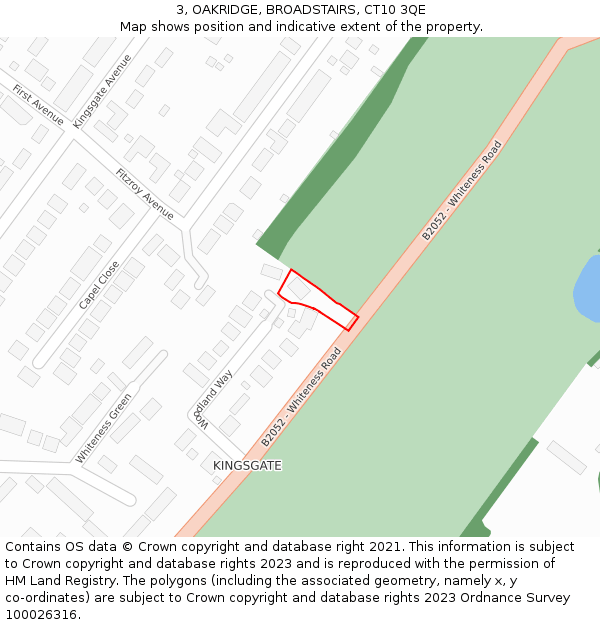 3, OAKRIDGE, BROADSTAIRS, CT10 3QE: Location map and indicative extent of plot