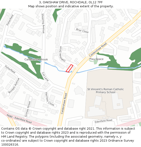 3, OAKSHAW DRIVE, ROCHDALE, OL12 7PF: Location map and indicative extent of plot