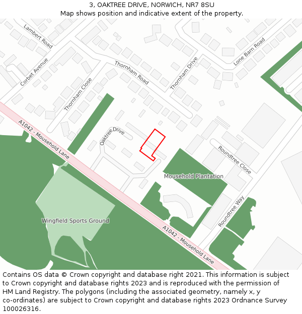 3, OAKTREE DRIVE, NORWICH, NR7 8SU: Location map and indicative extent of plot