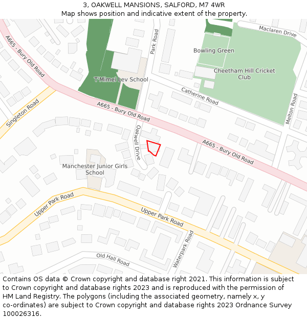 3, OAKWELL MANSIONS, SALFORD, M7 4WR: Location map and indicative extent of plot