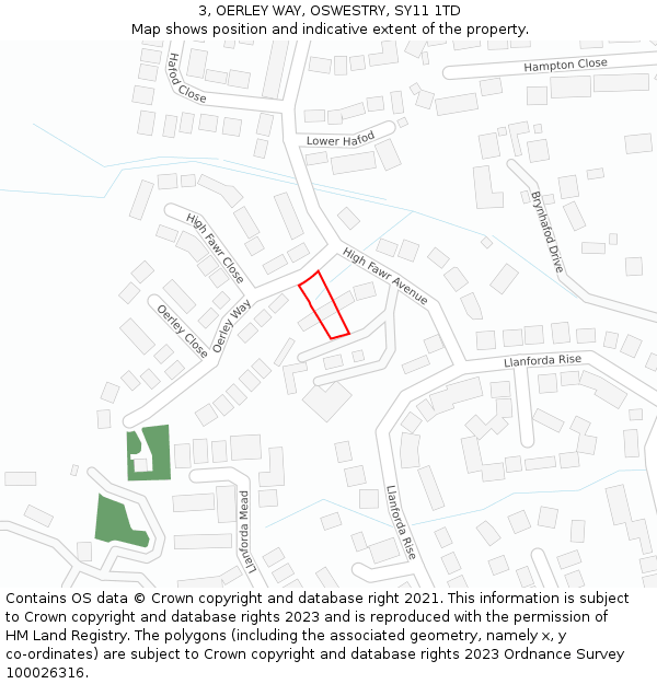 3, OERLEY WAY, OSWESTRY, SY11 1TD: Location map and indicative extent of plot