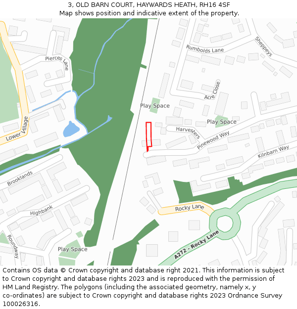 3, OLD BARN COURT, HAYWARDS HEATH, RH16 4SF: Location map and indicative extent of plot