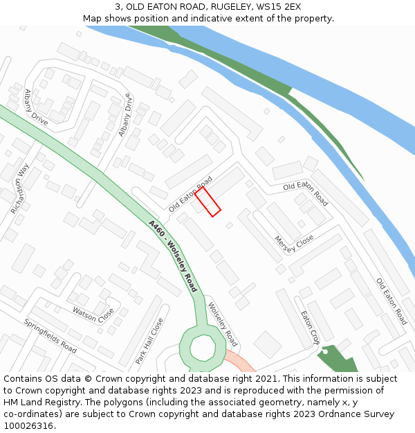 3, OLD EATON ROAD, RUGELEY, WS15 2EX: Location map and indicative extent of plot