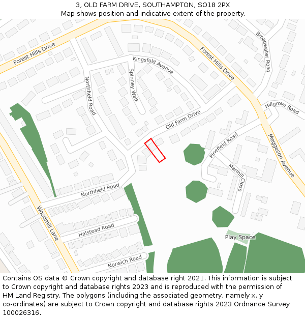 3, OLD FARM DRIVE, SOUTHAMPTON, SO18 2PX: Location map and indicative extent of plot