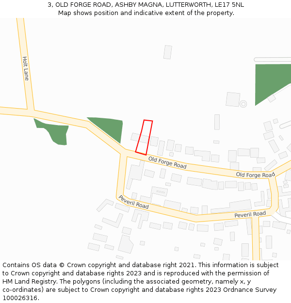 3, OLD FORGE ROAD, ASHBY MAGNA, LUTTERWORTH, LE17 5NL: Location map and indicative extent of plot