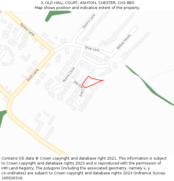 3, OLD HALL COURT, ASHTON, CHESTER, CH3 8BS: Location map and indicative extent of plot