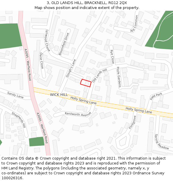 3, OLD LANDS HILL, BRACKNELL, RG12 2QX: Location map and indicative extent of plot