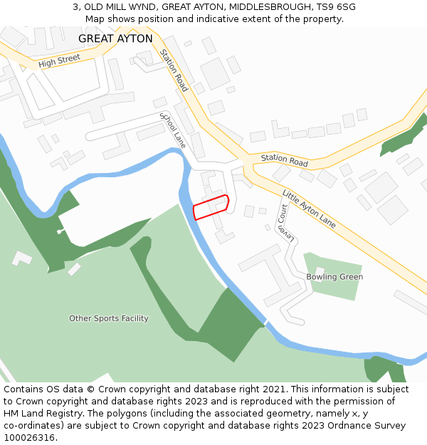 3, OLD MILL WYND, GREAT AYTON, MIDDLESBROUGH, TS9 6SG: Location map and indicative extent of plot