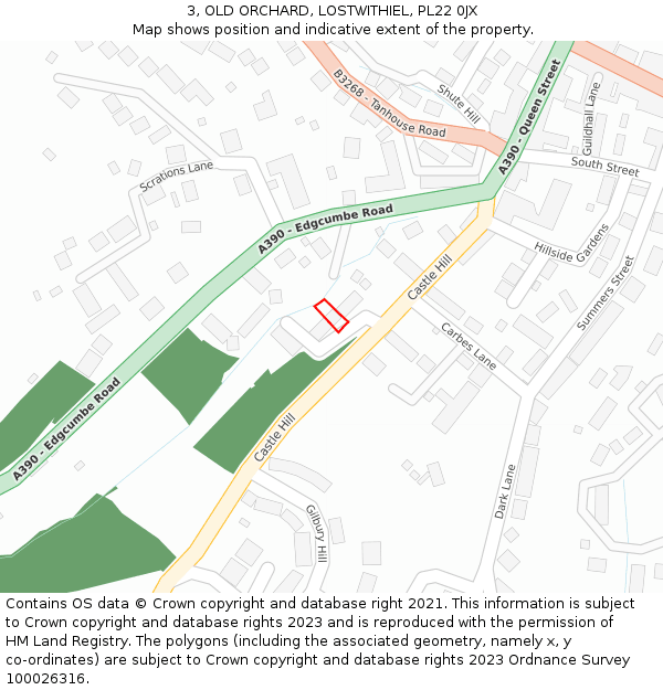 3, OLD ORCHARD, LOSTWITHIEL, PL22 0JX: Location map and indicative extent of plot