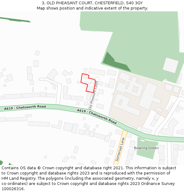 3, OLD PHEASANT COURT, CHESTERFIELD, S40 3GY: Location map and indicative extent of plot