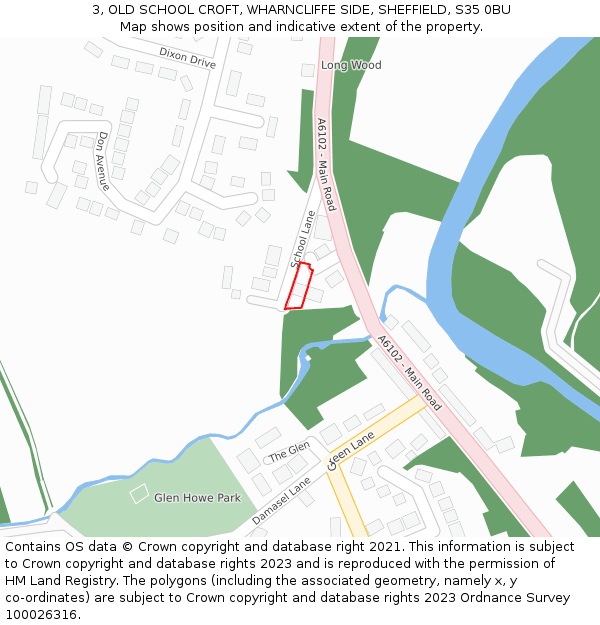 3, OLD SCHOOL CROFT, WHARNCLIFFE SIDE, SHEFFIELD, S35 0BU: Location map and indicative extent of plot