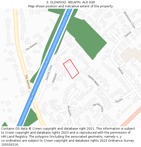 3, OLDWOOD, WELWYN, AL6 0QR: Location map and indicative extent of plot