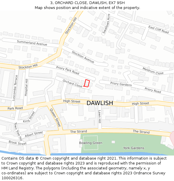 3, ORCHARD CLOSE, DAWLISH, EX7 9SH: Location map and indicative extent of plot