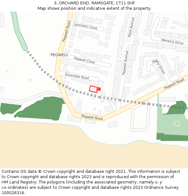 3, ORCHARD END, RAMSGATE, CT11 0HF: Location map and indicative extent of plot