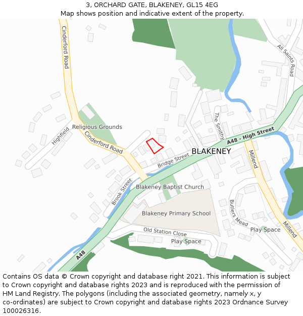 3, ORCHARD GATE, BLAKENEY, GL15 4EG: Location map and indicative extent of plot