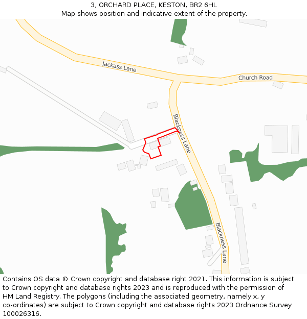 3, ORCHARD PLACE, KESTON, BR2 6HL: Location map and indicative extent of plot