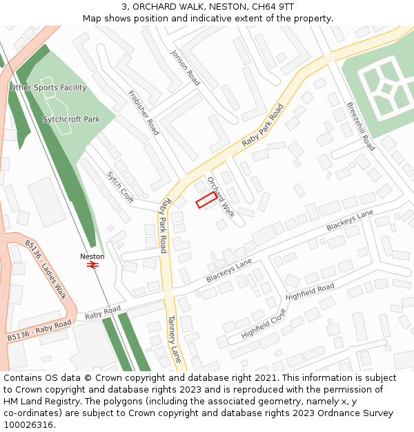 3, ORCHARD WALK, NESTON, CH64 9TT: Location map and indicative extent of plot