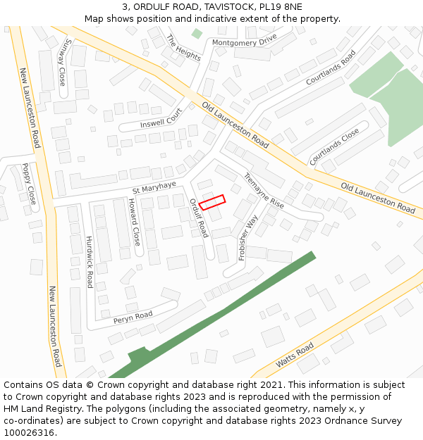 3, ORDULF ROAD, TAVISTOCK, PL19 8NE: Location map and indicative extent of plot