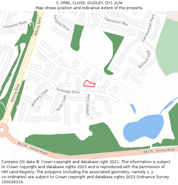 3, ORIEL CLOSE, DUDLEY, DY1 2UW: Location map and indicative extent of plot