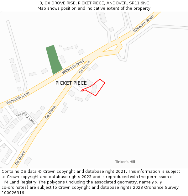 3, OX DROVE RISE, PICKET PIECE, ANDOVER, SP11 6NG: Location map and indicative extent of plot