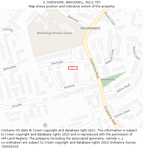 3, OXENHOPE, BRACKNELL, RG12 7DY: Location map and indicative extent of plot