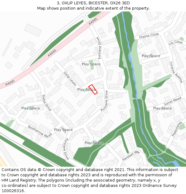 3, OXLIP LEYES, BICESTER, OX26 3ED: Location map and indicative extent of plot