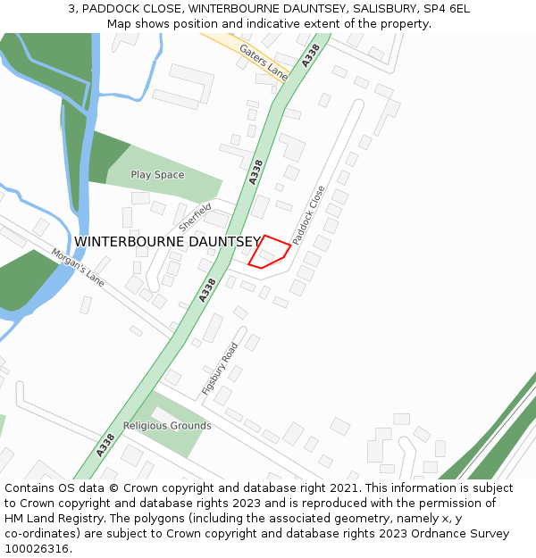 3, PADDOCK CLOSE, WINTERBOURNE DAUNTSEY, SALISBURY, SP4 6EL: Location map and indicative extent of plot