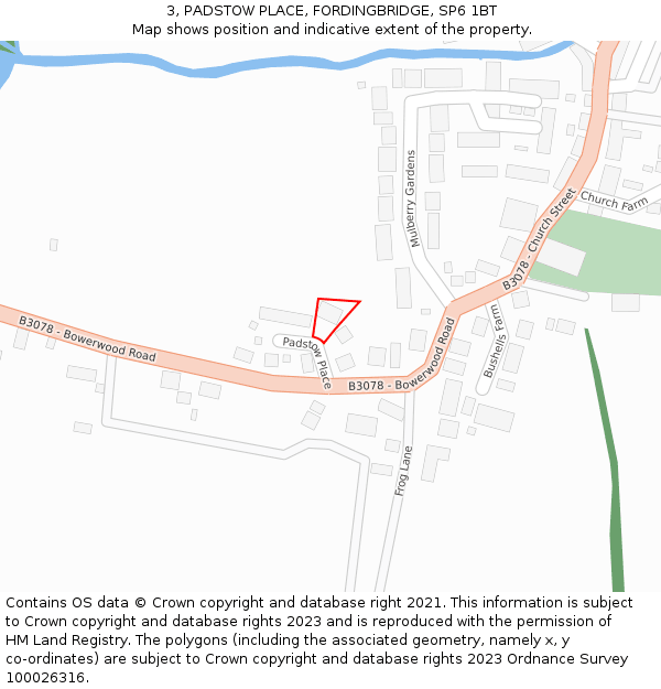 3, PADSTOW PLACE, FORDINGBRIDGE, SP6 1BT: Location map and indicative extent of plot