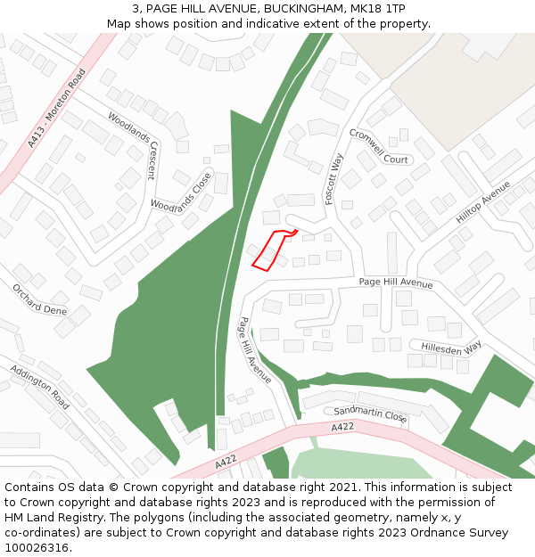 3, PAGE HILL AVENUE, BUCKINGHAM, MK18 1TP: Location map and indicative extent of plot