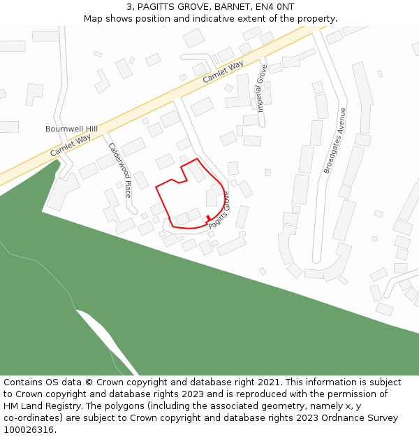 3, PAGITTS GROVE, BARNET, EN4 0NT: Location map and indicative extent of plot