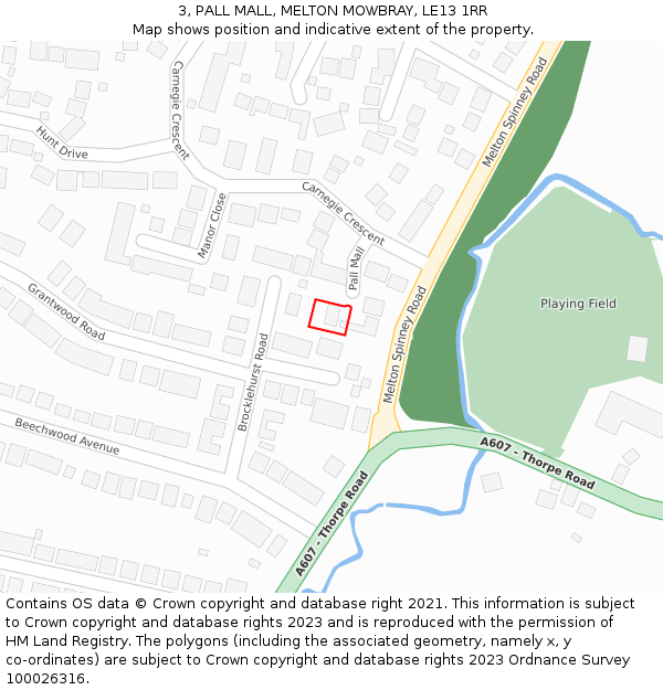 3, PALL MALL, MELTON MOWBRAY, LE13 1RR: Location map and indicative extent of plot