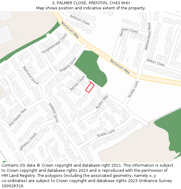 3, PALMER CLOSE, PRENTON, CH43 9HH: Location map and indicative extent of plot