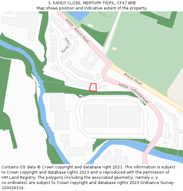 3, PANDY CLOSE, MERTHYR TYDFIL, CF47 8PB: Location map and indicative extent of plot