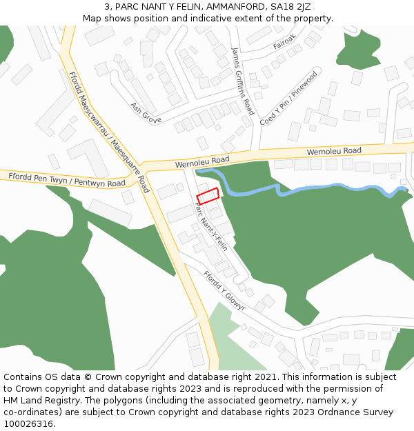 3, PARC NANT Y FELIN, AMMANFORD, SA18 2JZ: Location map and indicative extent of plot